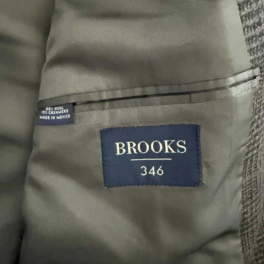 Brooks Brothers 346 Cashmere Wool Blend plaid blazer sz 46 Regular